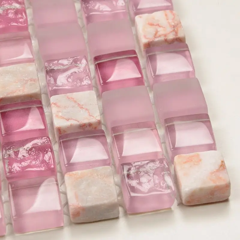 Stone crystal glass mosaic, simple modern living room entrance background wall tile purple pink bathroom wall sticker