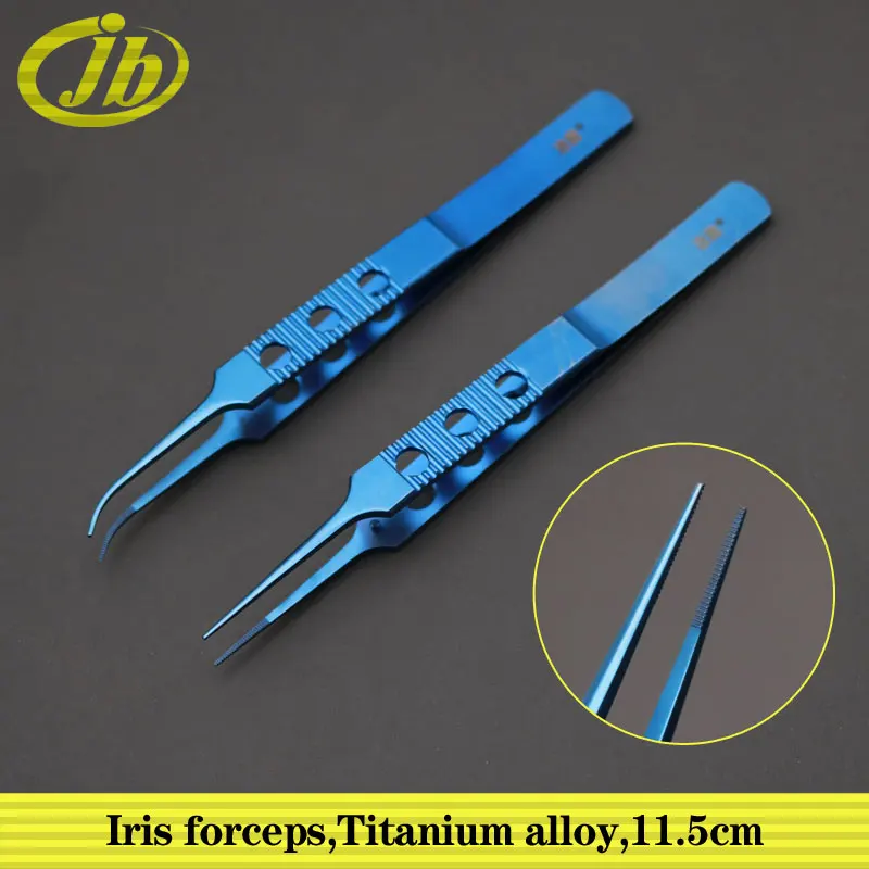 Pinzas Iris para cabeza angular, raya transversal recta de 11,5 cm, instrumentos oftálmicos, pinzas para microcirugía