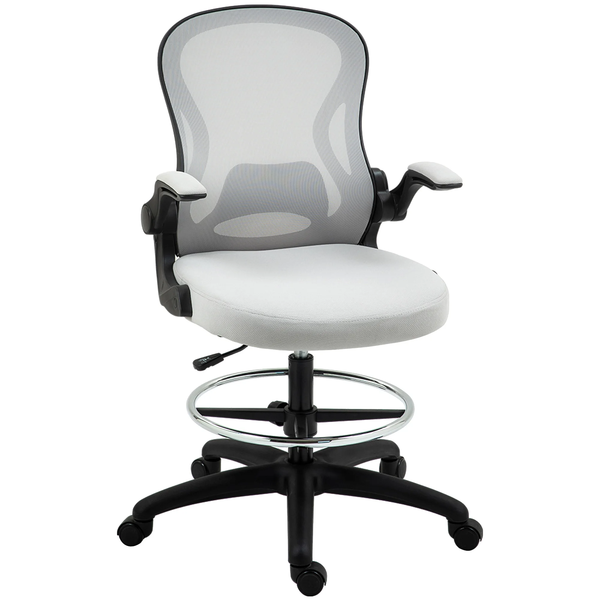 Vinsetto Swivel Drawing Chair with Flip Armrest 59x65x102-122 cm