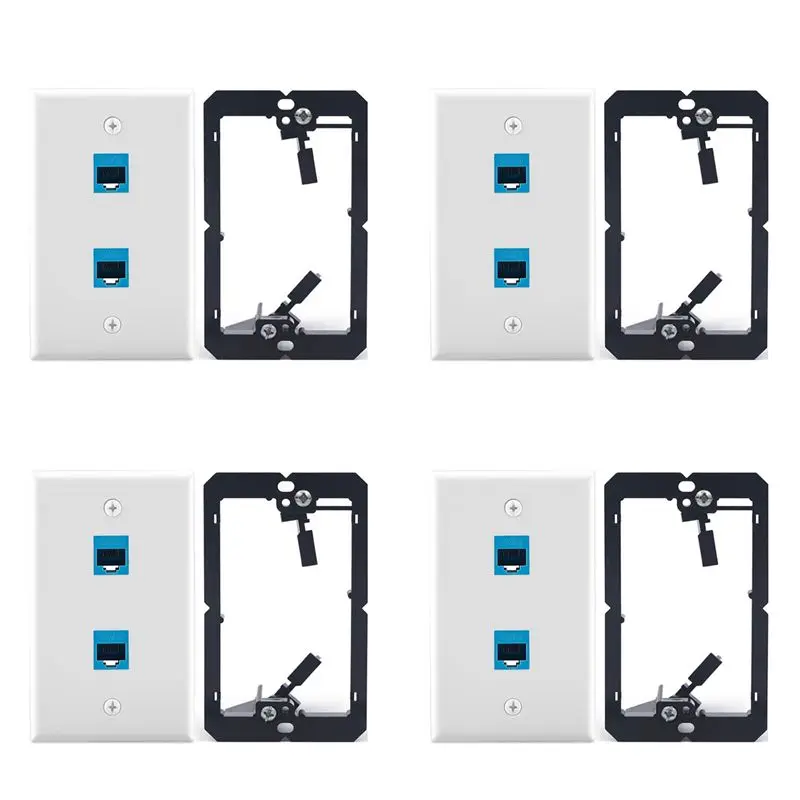 

Эффективная настенная панель Ethernet 4X с кронштейном для низковольтного монтажа, одинарная настенная розетка Ethernet Cat6 на 2 порта с кейстоун-адаптером