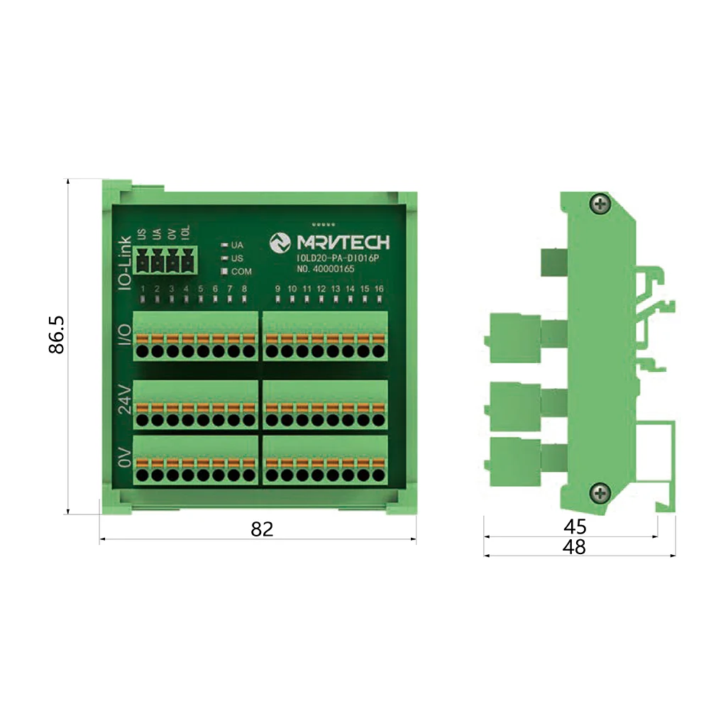 Marvtech IP20 Protection IO-LINK Slave Module Device With 16 Port Ethercat Lvds Valve Parts IP67 Digital Output