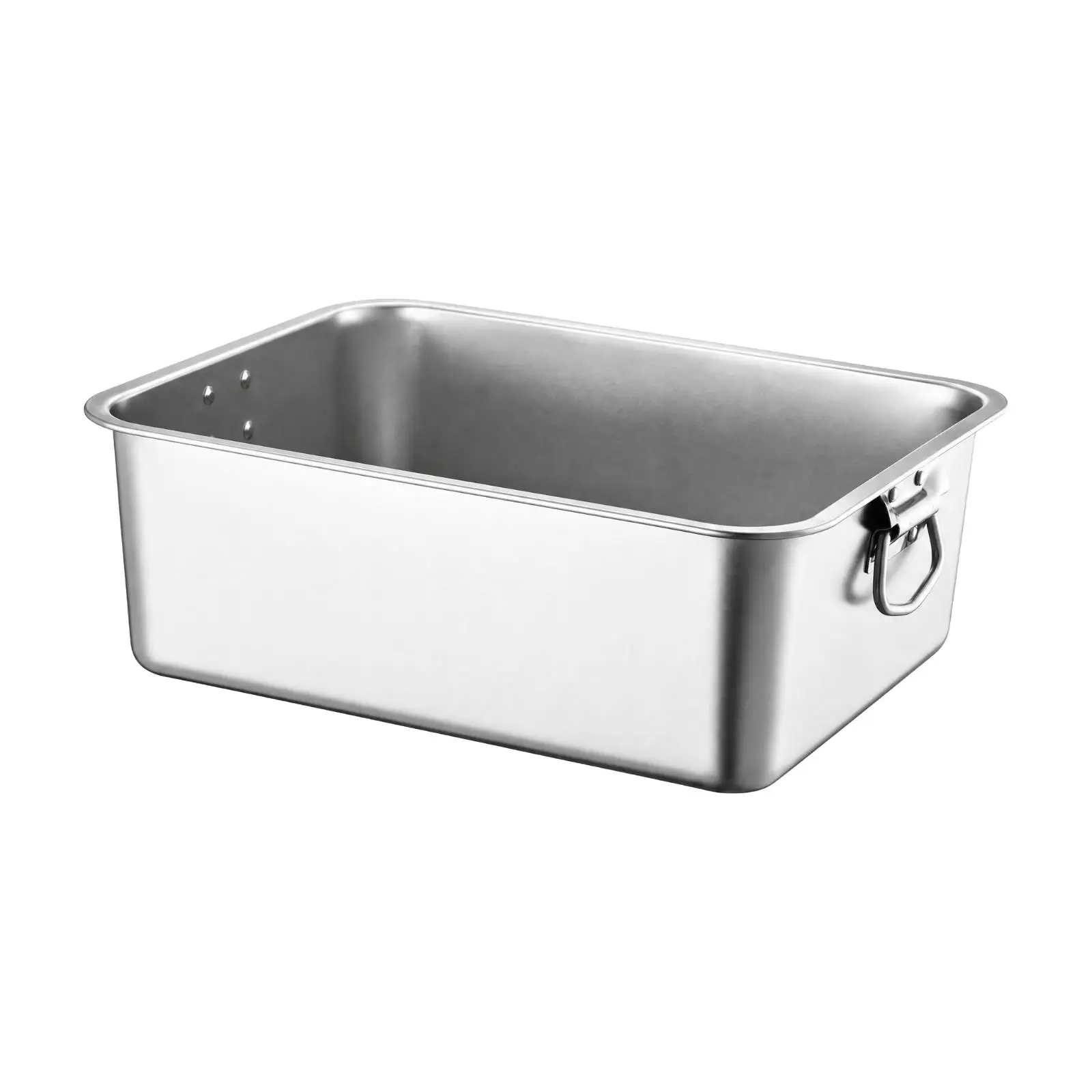 Deep Stainless Steel Food Tray with Cover Catering Serving Pan Thickened Rectangular Buffet Container with Side Handles for