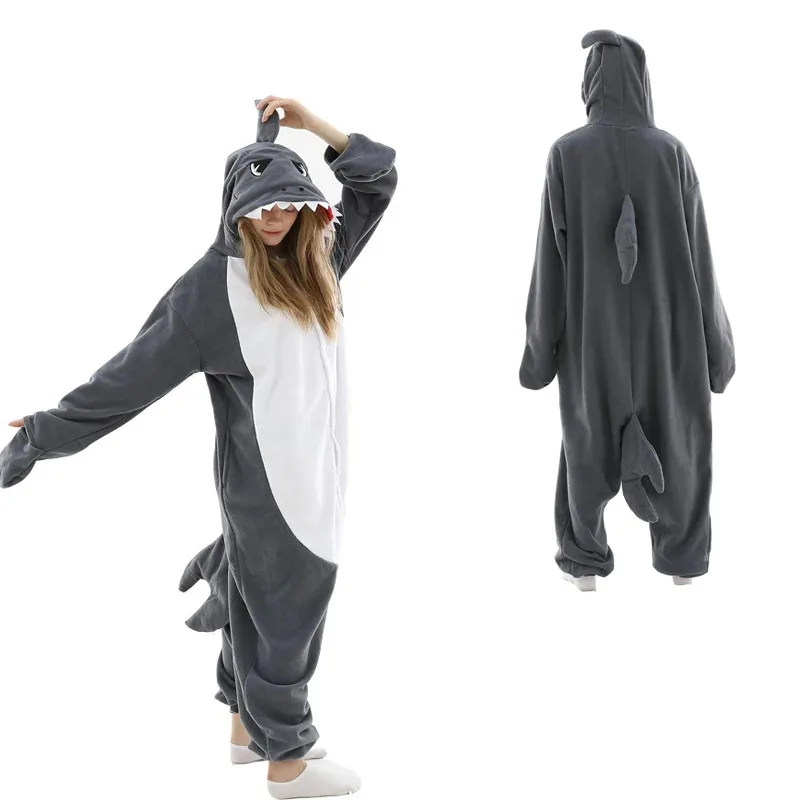 2025 Nieuwe Shark Onesies Voor Volwassenen Fleece Pijamas Kigurumi Anime Pyjama Vrouwen Hele Lichaam Cosplay Kostuum Mannen 1 Stuk Pyjama Hal