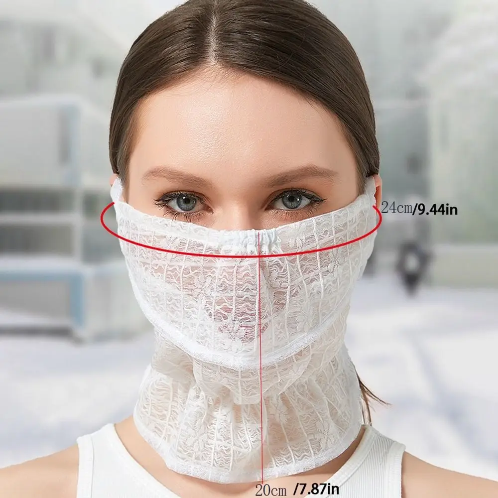 Sun Protection Women\'s Mask New Neck Protection Breathable Outdoor Cycling Lace Veil Opening Dust Reusable Face Cover