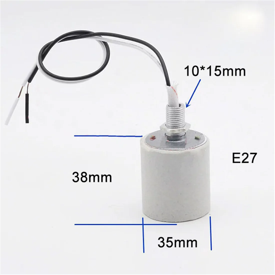 2/5/10/20 قطعة حزمة E14 E27 السيراميك المسمار مقبس الإضاءة ، E12 E26 الخزف المصباح الكهربي حامل مع سلك لمبة الهالوجين المتوهجة #3