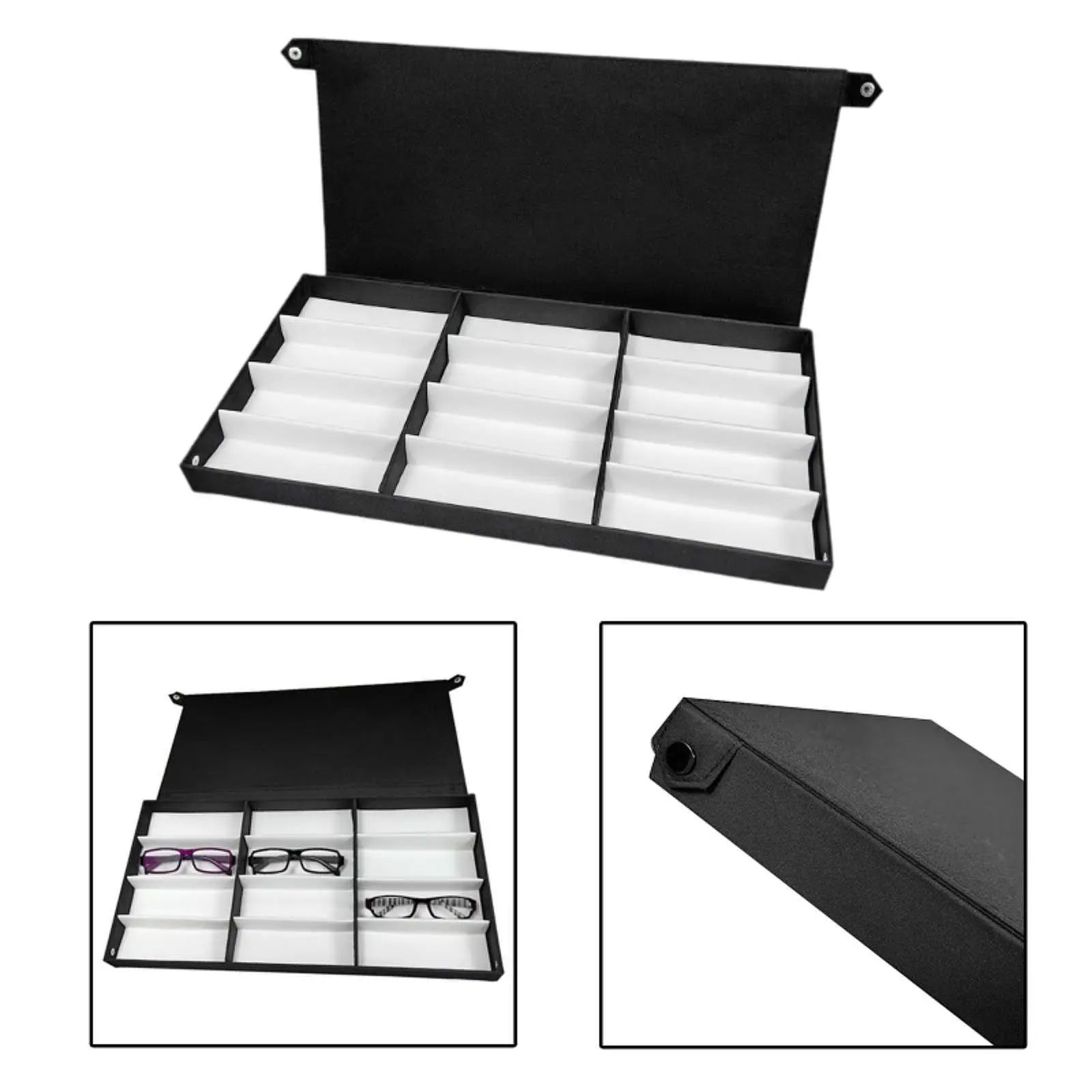 

Glasses Display Box Display Tray 12 Compartment Glasses Showcase Universal
