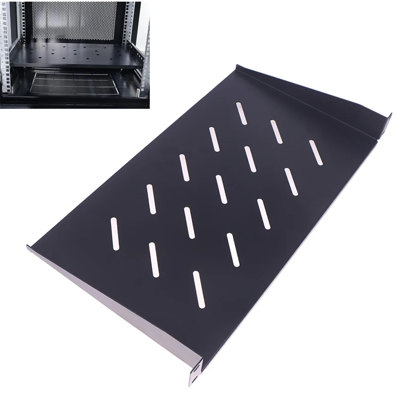 1U Server Rack Shelf, 482.6mm Width, 200/250/300mm Depth, 1.2mm Thickness, Fixed Mounting Tray with Ventilation