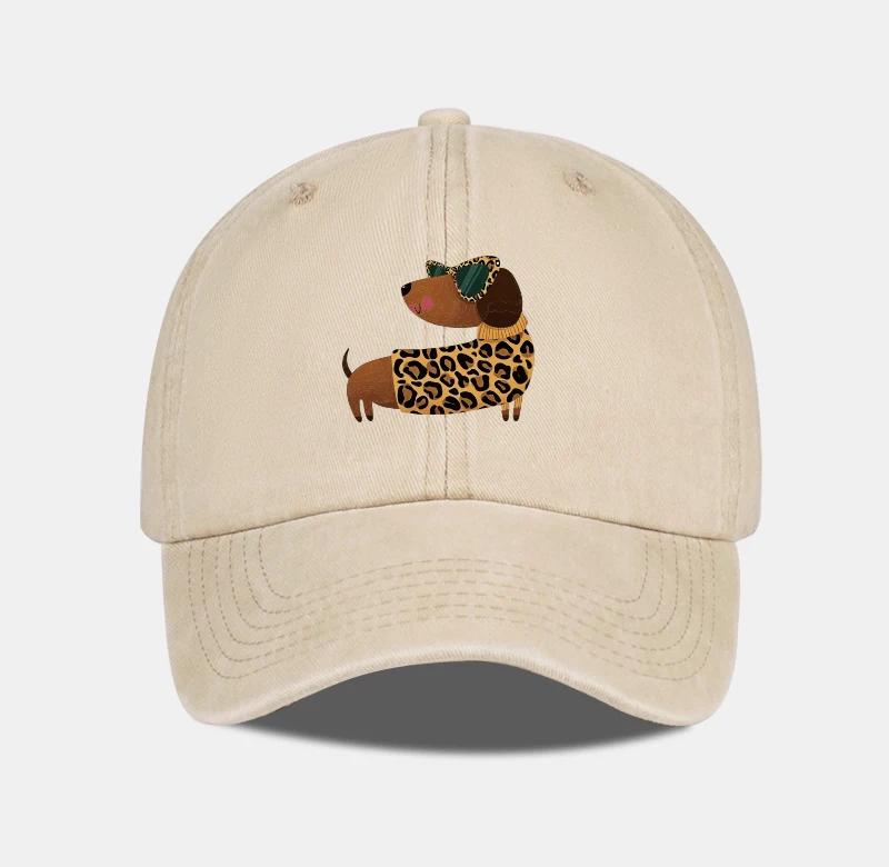 Niedliche und coole Baseballkappe mit Leopardenmuster und Dackel-Motiv – verstellbarer, atmungsaktiver Sonnenhut, perfekt für den alltäglichen Freizeitgebrauch – Detail 7