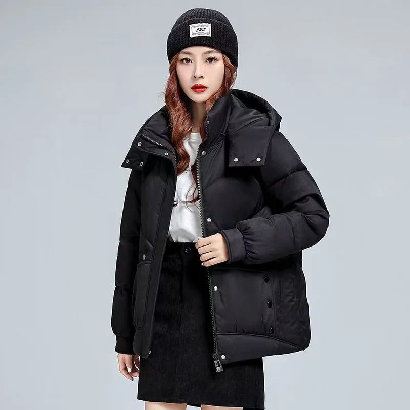 Plus Size Short Cotton-padded Coat Women's 2024 New Fashion Autumn Thick Winter Warm Casual Loose Coat Hooded Cotton-padded Coat