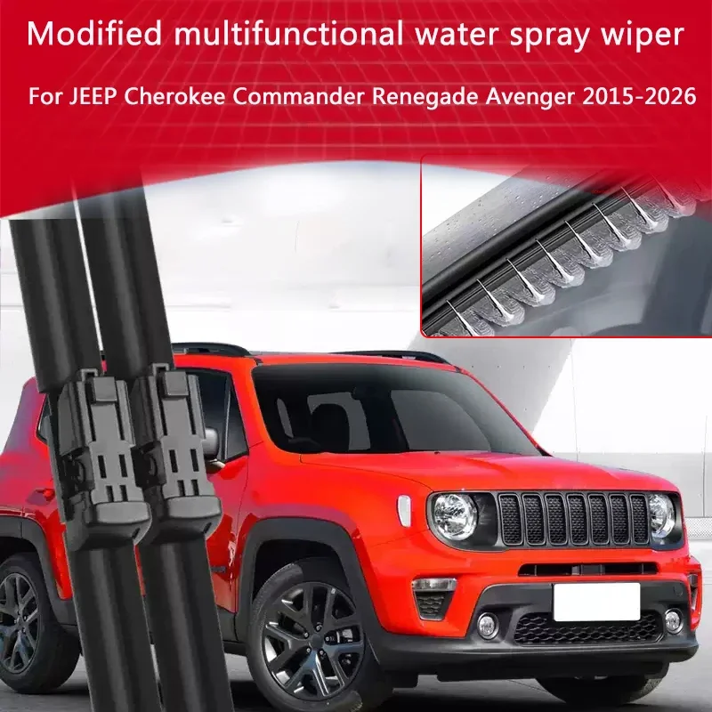 For JEEP CHEROKEE COMMANDER RENEGADE AVENGER Car Modify Wet Arm Wiper Blades Upgrade Windshield Water Spray Cleaning Accessory