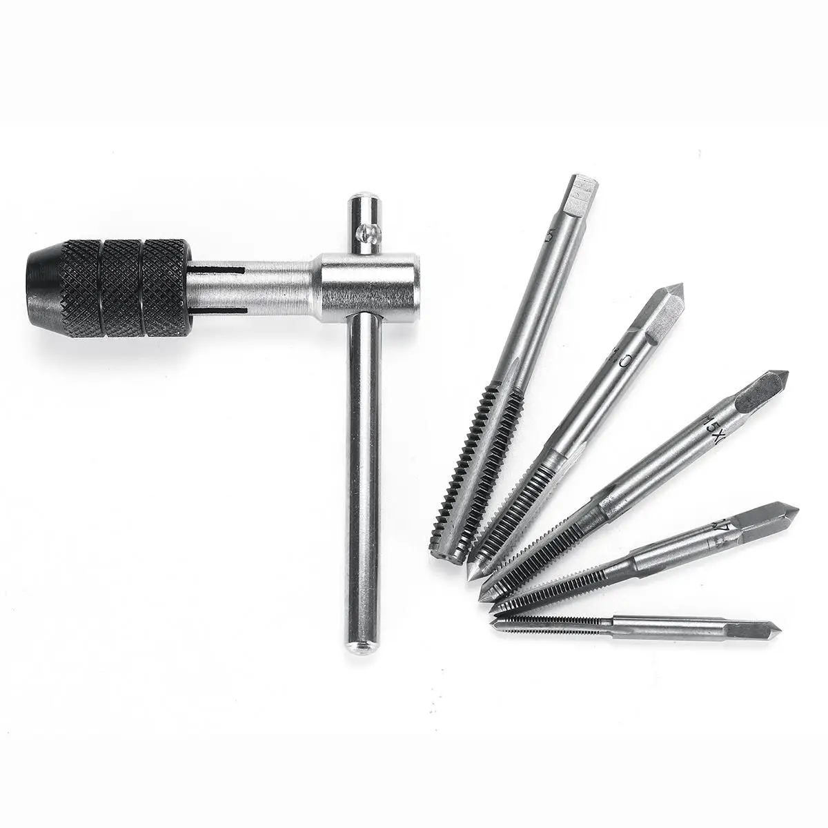 High-Speed Steel Hand Tap Holder Set, Metric Combination Tool, M3-8, 6Pcs