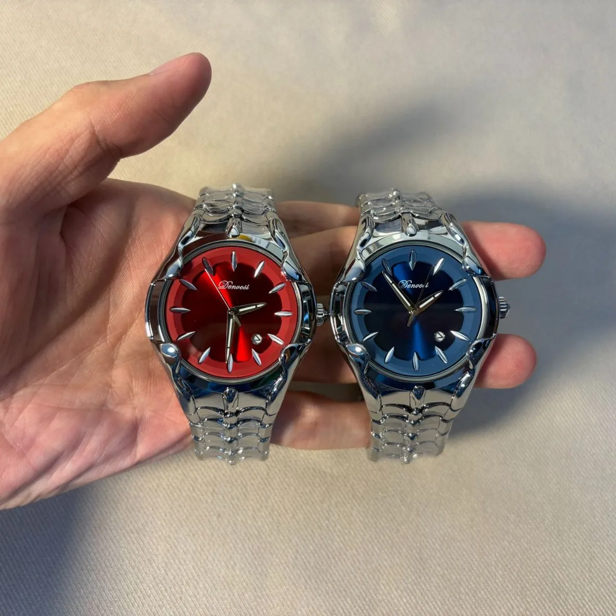 Y2K Red Fashion Quartz Watch Men punk style Creative unique Steel Waterproof Luminous Man Watch Date Gypsophila AAA Watches