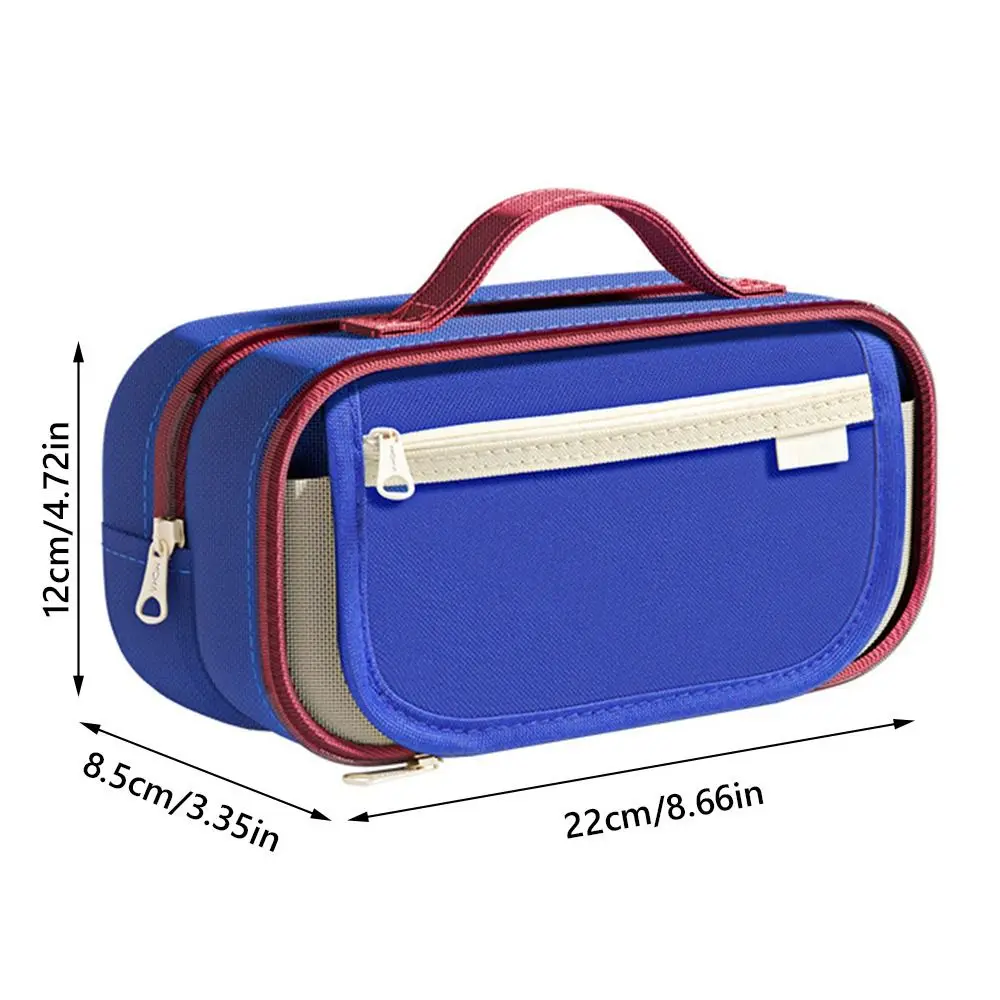 جديد التباين اللون يده القلم حقيبة تسعة طبقات يده حقيبة أدوات مكتبية سعة كبيرة منظم قرطاسية مكتب المدرسة