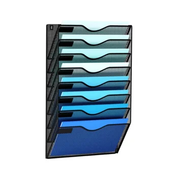 Metal 8 Cepler Örgü Asılı Duvar Dosya Tutucu Organizatör Duvara Monte Kağıt Dergi Rafı