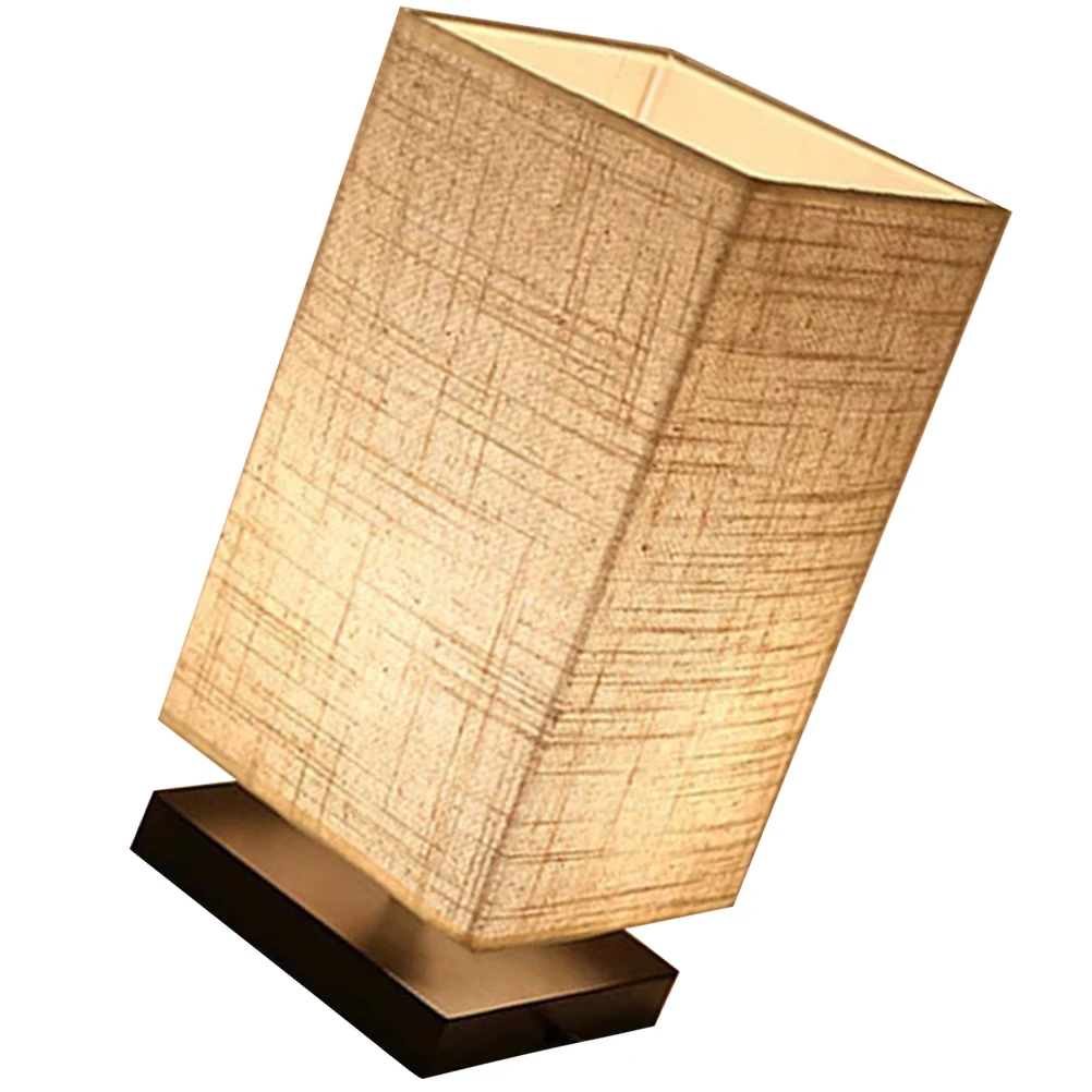 

E27 Fabric Table Lamp Black Base Small Bedside Lamps for Living Room Bedroom Mini Desk Lamp Square Shade Cloth Lighting