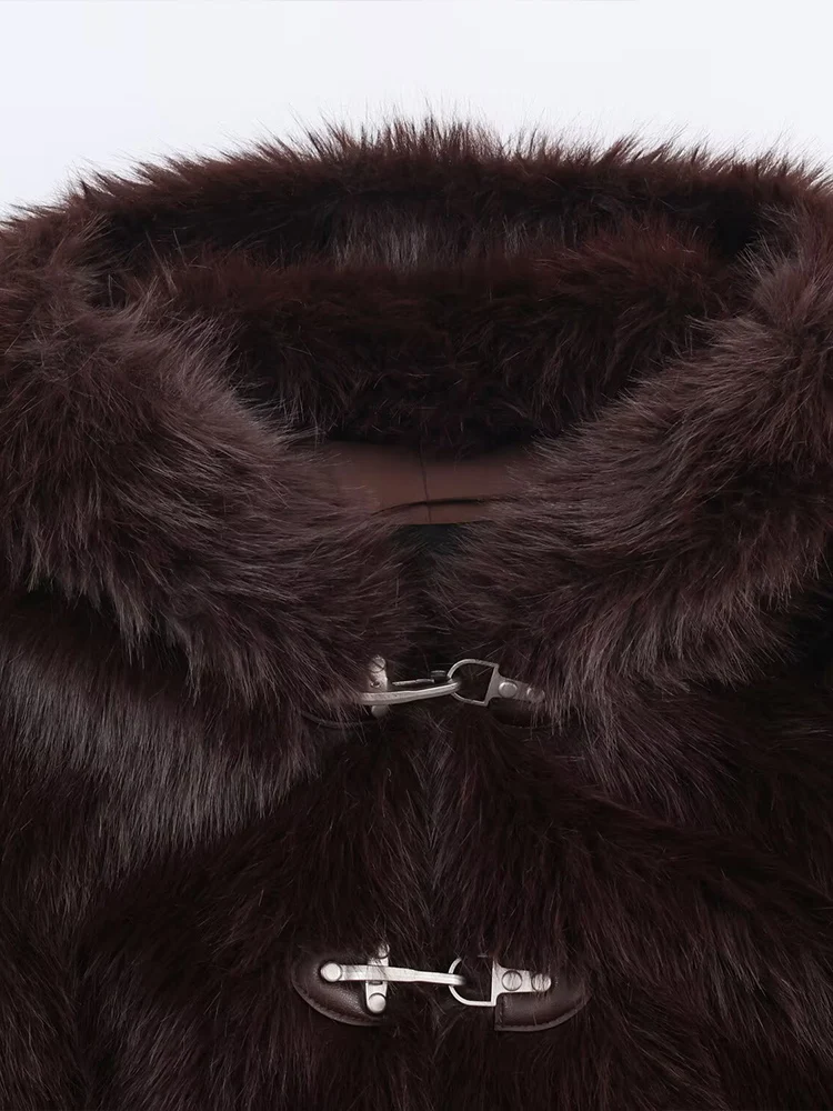 European and American style 2025 winter new arrivals women's clothing versatile faux fur effect short hooded coat