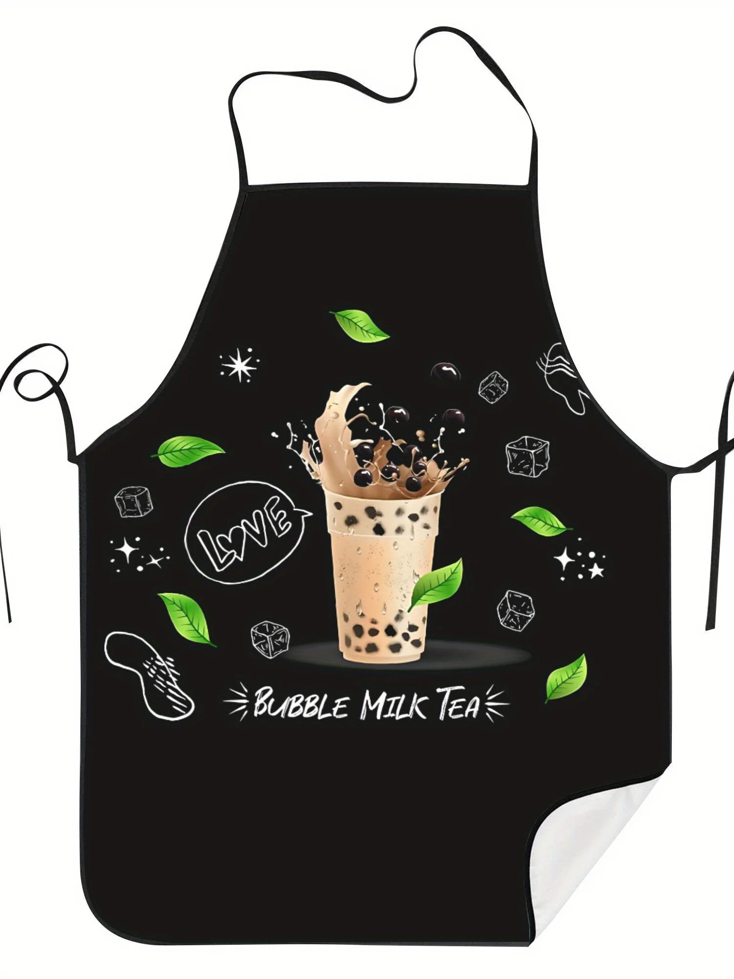Bubble Tea Lover Apron - Cute Boba Drink Graphic Linen Bib for Women Men Barista Cooking Baking Kitchen Gift