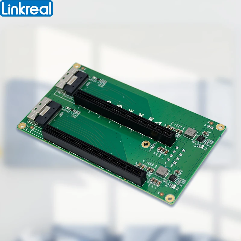 Linkreal 2 Port SFF-8654 to 2 PCIe x16 Slot Adapter-LRFCF922