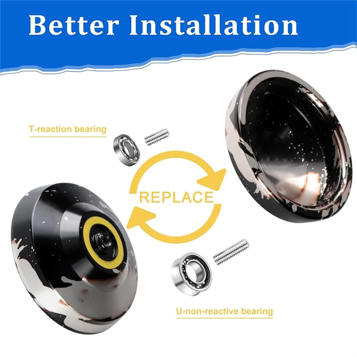 A71P يويو استبدال تحمل حزمة 4 قطعة محامل يويو غير مستجيبة مع محاور يويو سلاسل وأداة إزالة المحمل #4