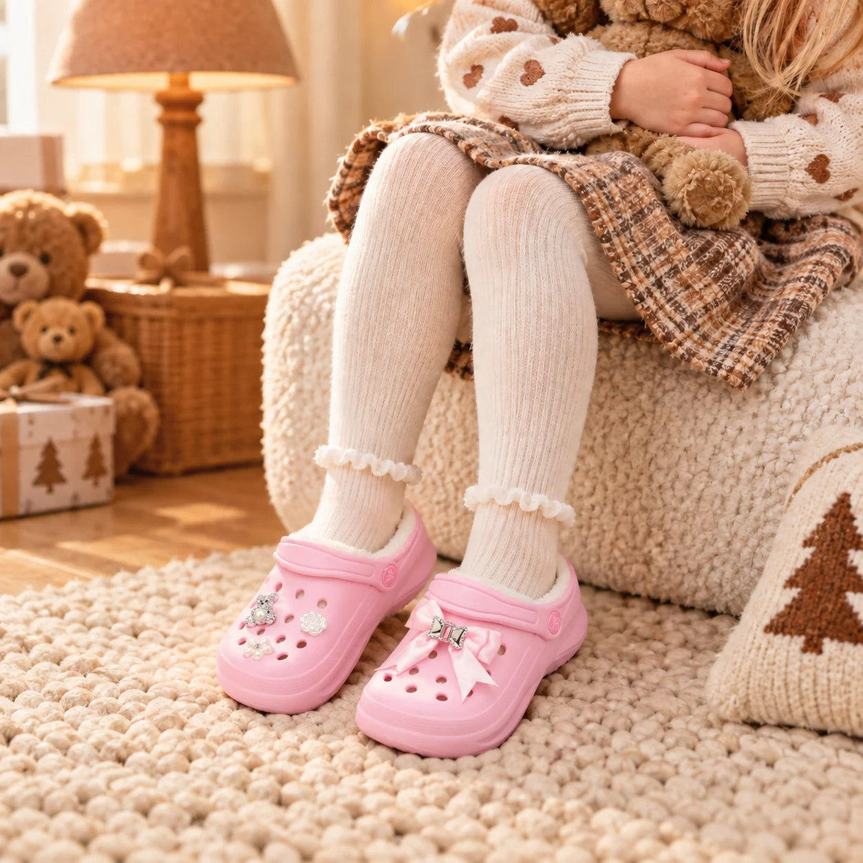 Kinder-Clogs und -Mules mit Fellfutter, leichte Garten-Schuhe mit Baumwollfutter, warme Hausschuhe für Jungen, Mädchen und Kleinkinder, 168. – Detail 20