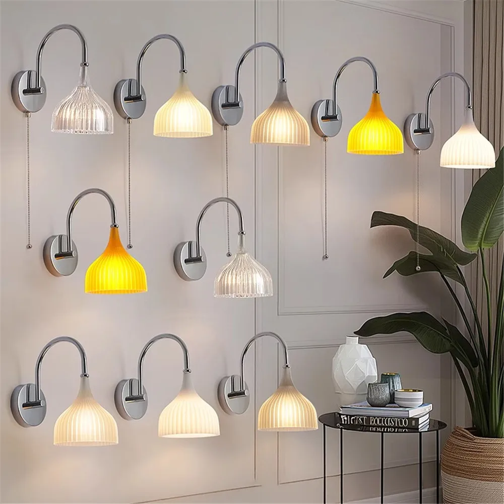 

Italian Designer Speaker Modeling Led Wall Lamp Living Room Stairs Bar Loft Decor Aisle Acrylic Sconces Lights With Pull Switch