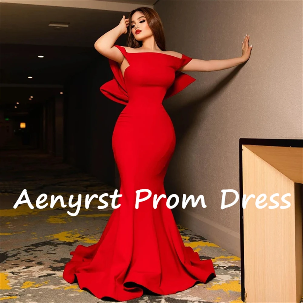 Aenyrst Sexy Off The Shoulder Evening Dresses Satin Mermaid Prom Gowns Floor Length Christmas Party Dress Long فساتين السهرة