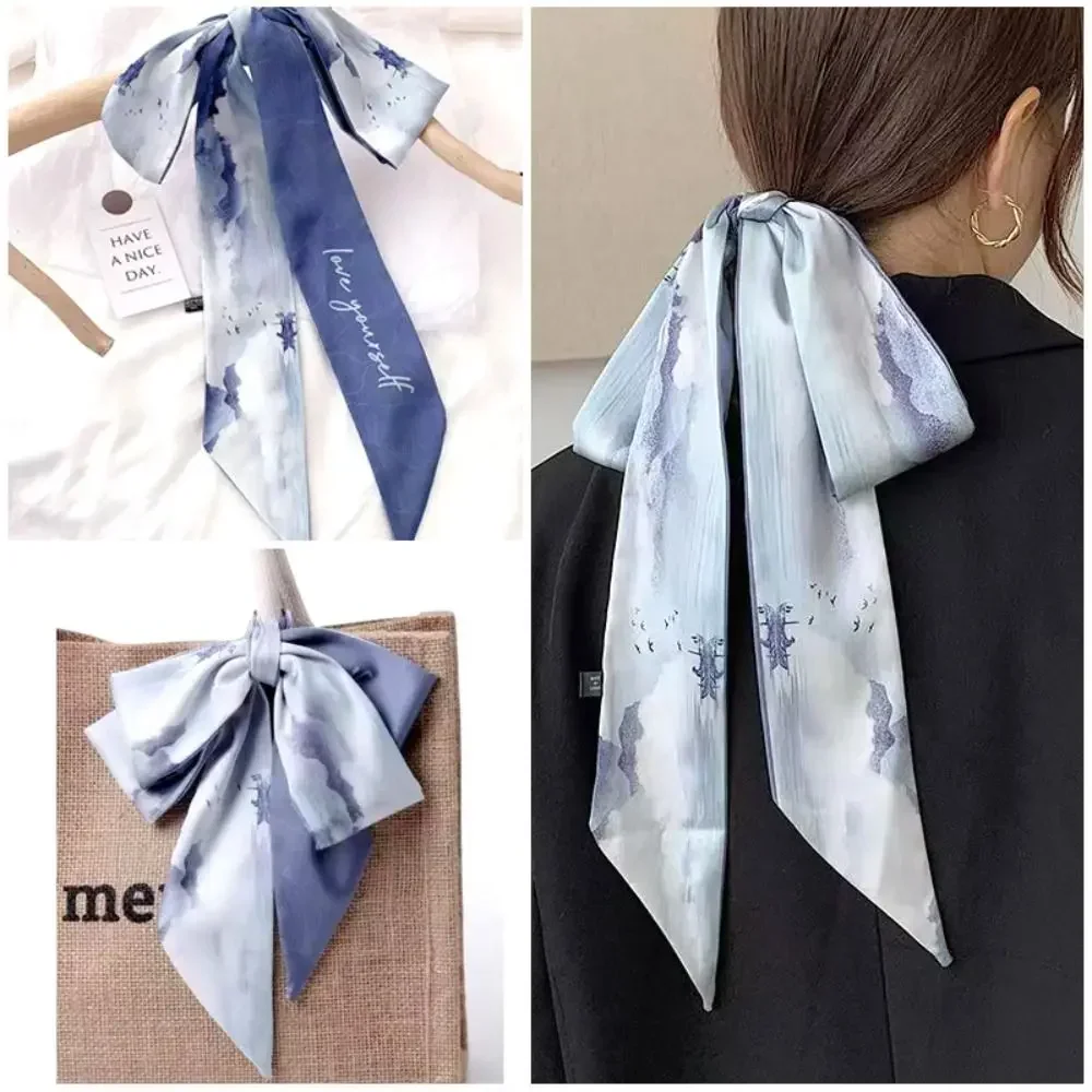 

Fashion Floral Headband Oil Painting Ribbon Headscarves Chinese Style Hair Ribbon Scarf