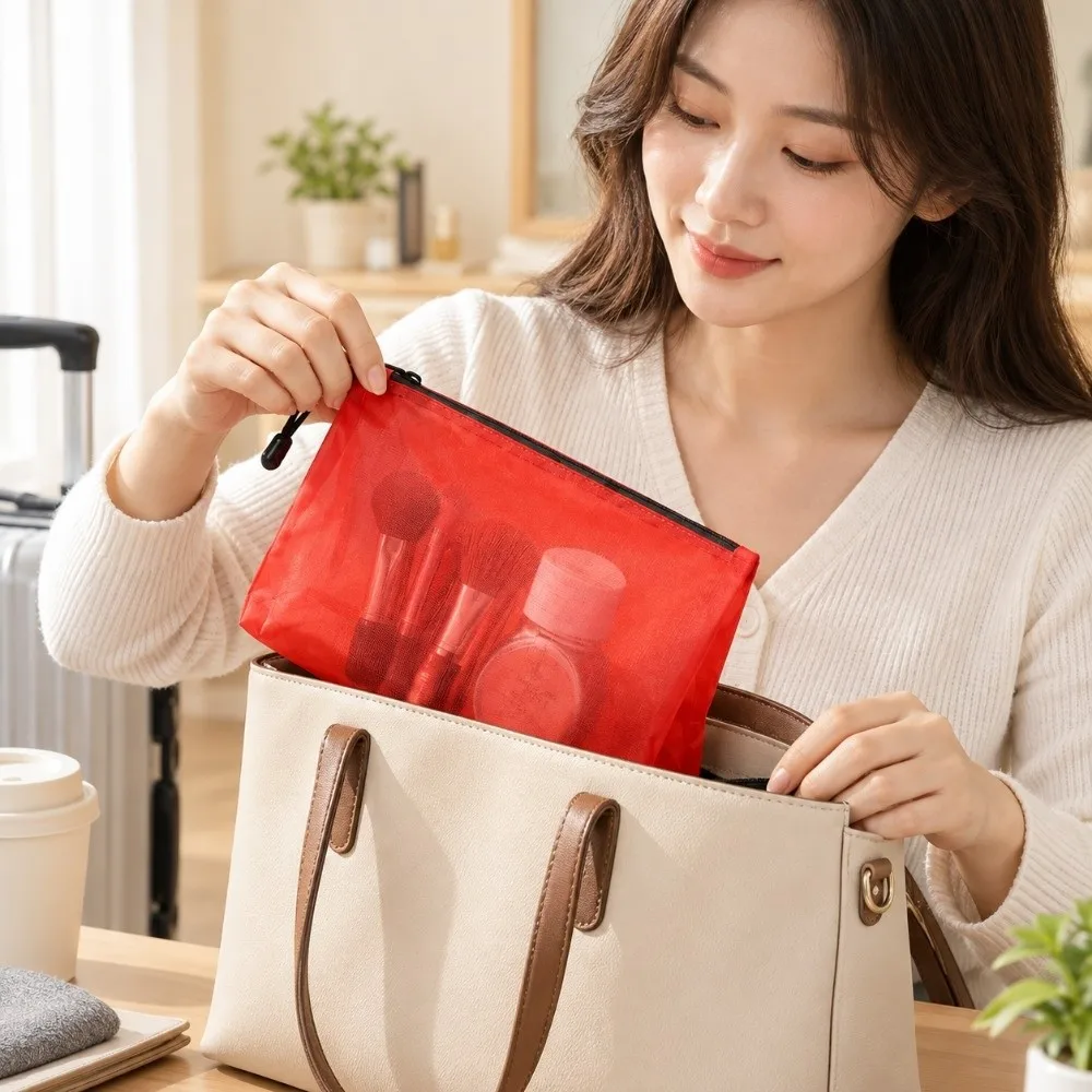 Portable Clothing Packaging Bag Silicone-coated Ultra-light Weight Luggage Storage Bag Multifunctional Yellow Red
