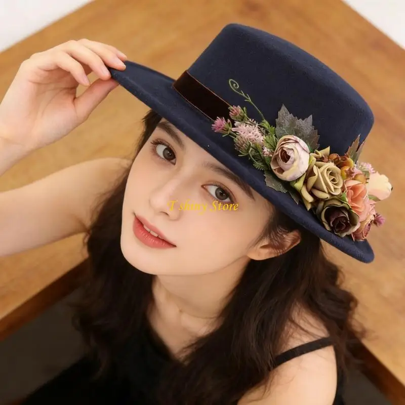 n58f-スタイリッシュな花柄の帽子。女性のあらゆる服装を引き立てます。パーティーや旅行に最適です。快適な柔らかいポリエステル帽子です。