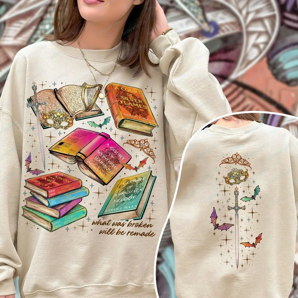 Acotar Book Series Sweatshirt Splintered Harmony SJM Pullovers Valkyries Fantasy Reader Hoodie Night Court Acotar Reading Shirt