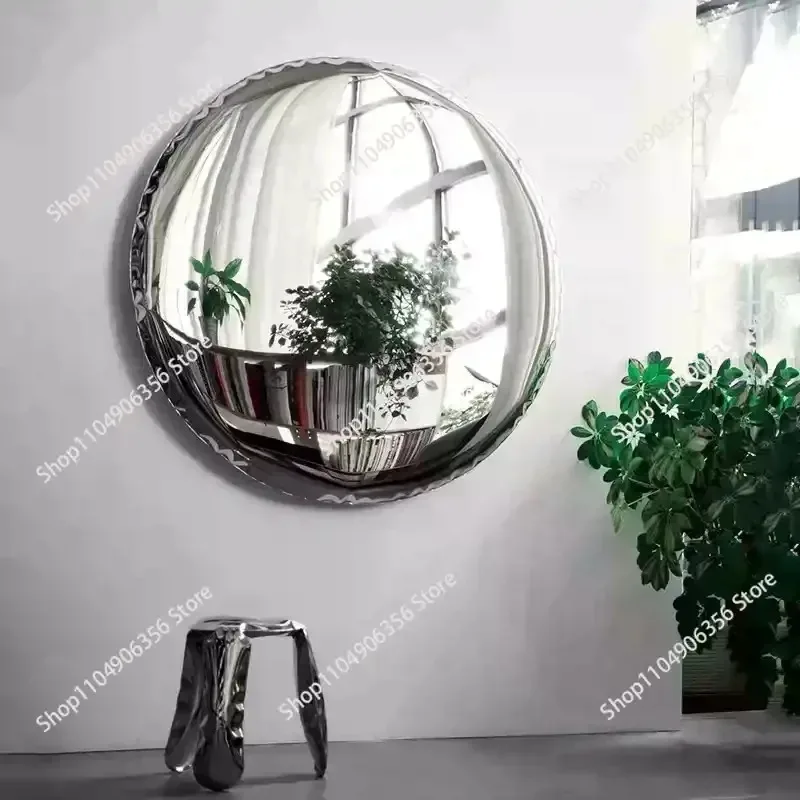 for Round Stainless Steel Decorative Mirror Light Luxury Wall Mounted Mirror Electroplating Process