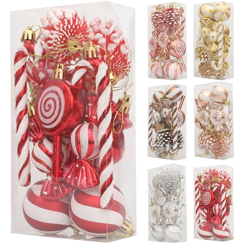 Pack of 13 Christmas Ornament Set Beautiful Festival Baubles Set Delicate Christmas Tree Hanging Adornment Dropship