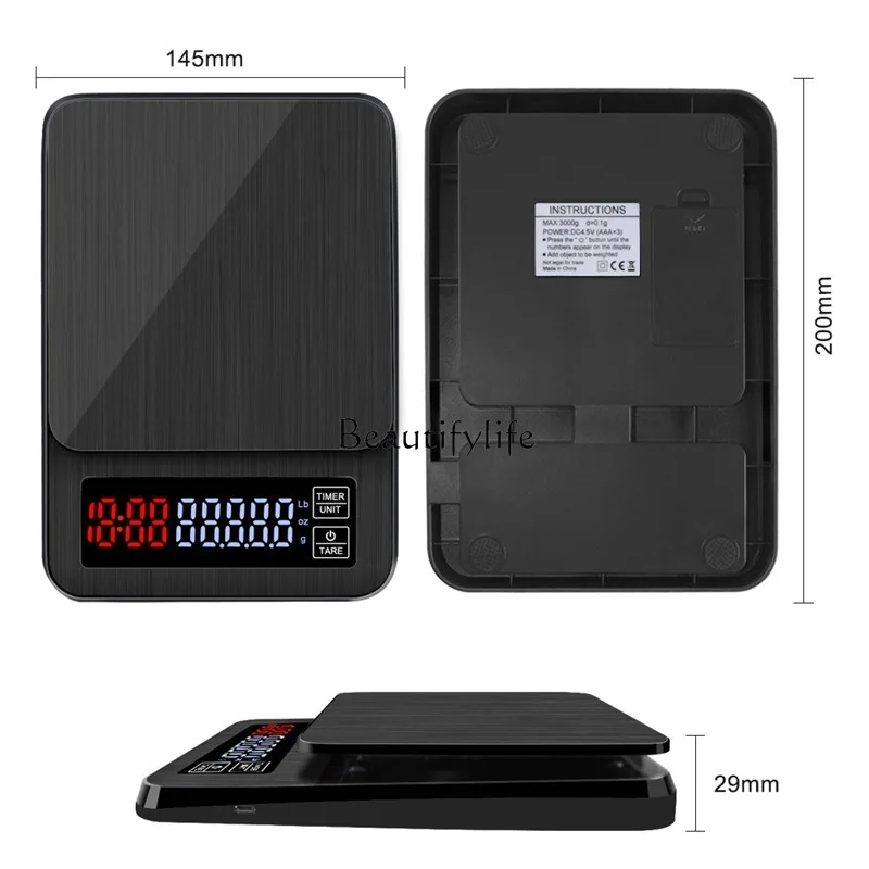 Accessory toolsForeign trade explosion multi-functional hand-brewed electronic coffee scale 3kg 0.1G electronic kitchen