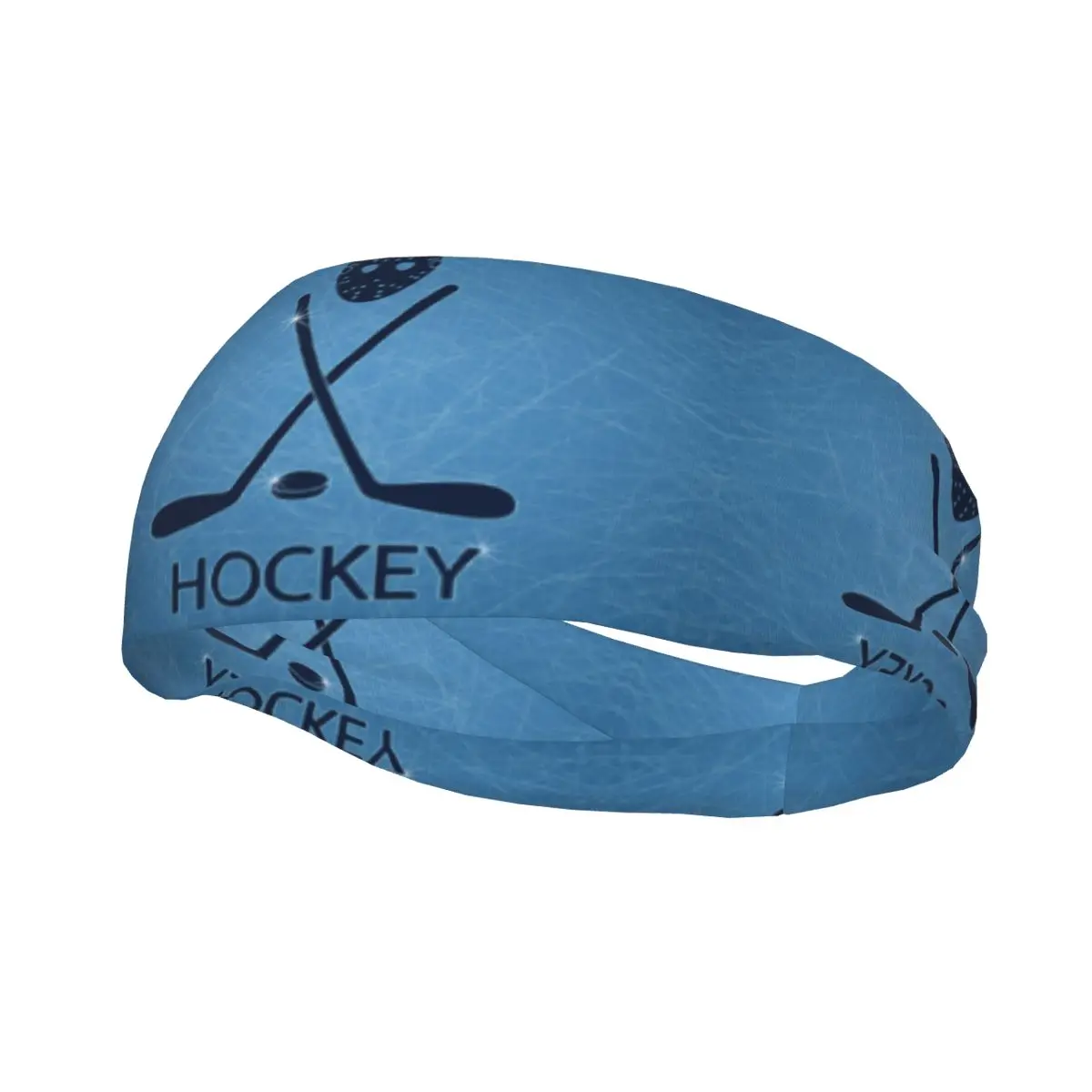 

Headband Hockey Mask Sticks And Puck On Ice Rink Textured Headwrap Hairband for Tennis Gym Fitness Headwear Hair Accessories