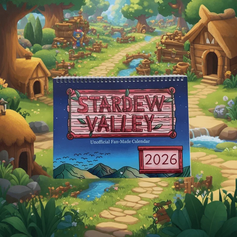 

Календарь на 2026 — Настенный календарь Stardew Valley, выполненный вентилятором, 12-месячный календарь, планировщик на 2026 год, забавный семейный планировщик