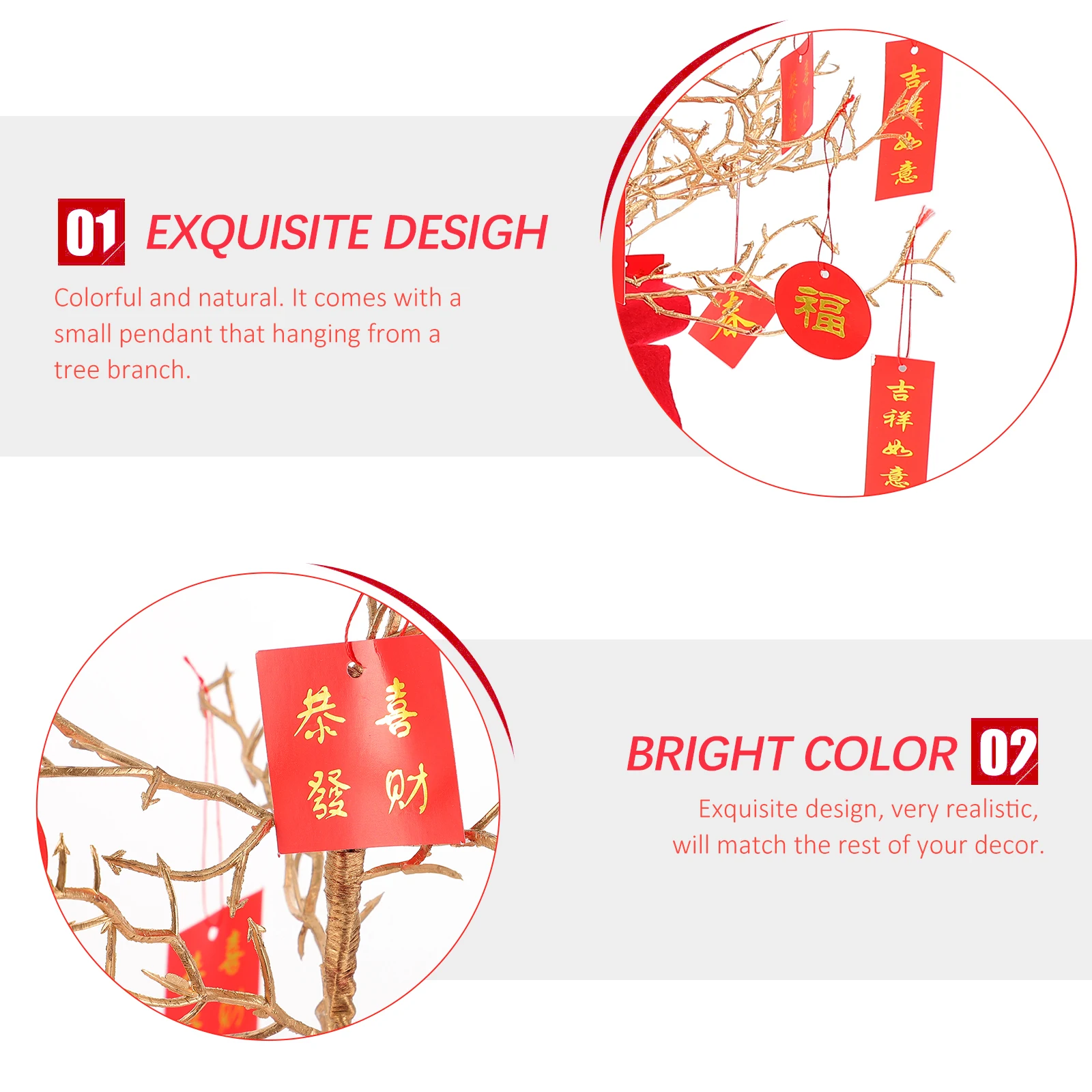 

Resin Fortune Decor 50 60cm Chinese Style Luck Adornment Spring Festival Fortune Tree Adornment Home Office Charms Decor