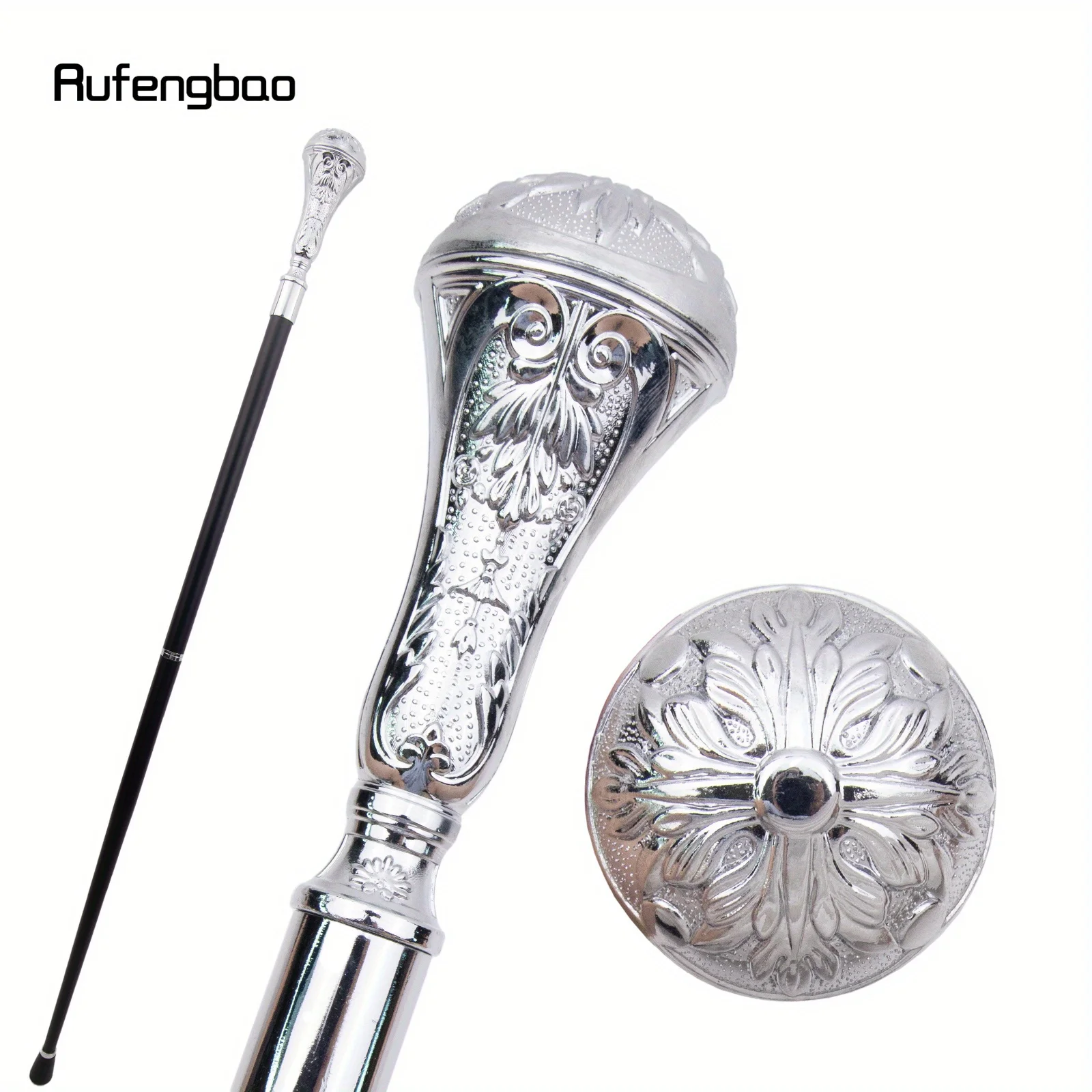 White Luxury Flower Round Cosplay Stick Decorative Cane For Halloween For Cosplay And Parties, For Cosplay & Party
