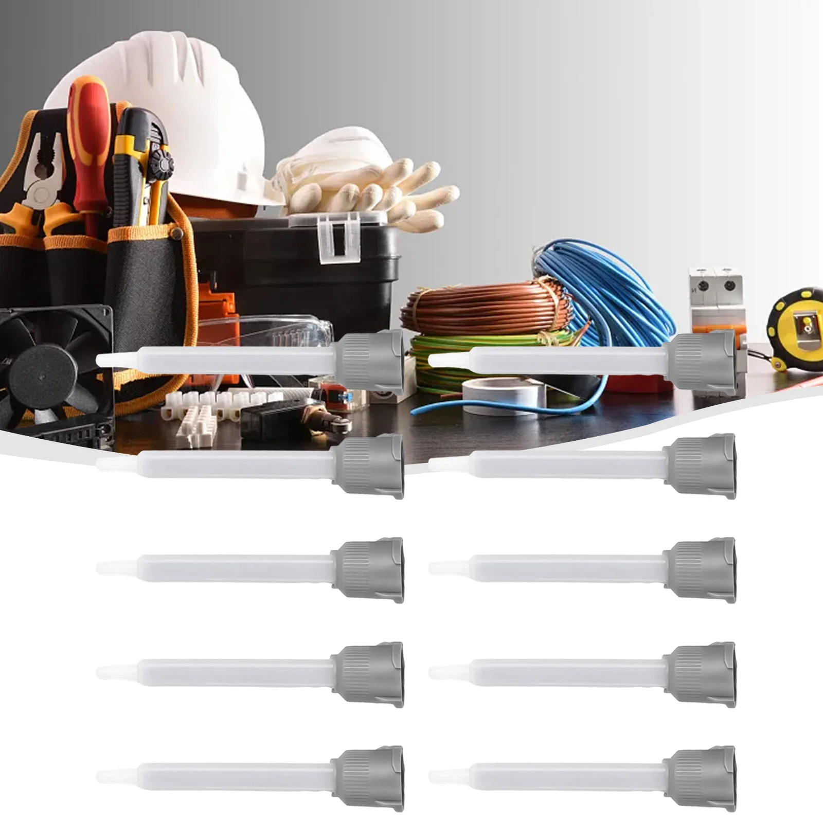 10PC Static Mixer Nozzles Kit 91mm Flat Adhesive Mixing Tube Flat Nozzle 1:1 For Pipe Current For Metal/Wood Masonry Adhesive