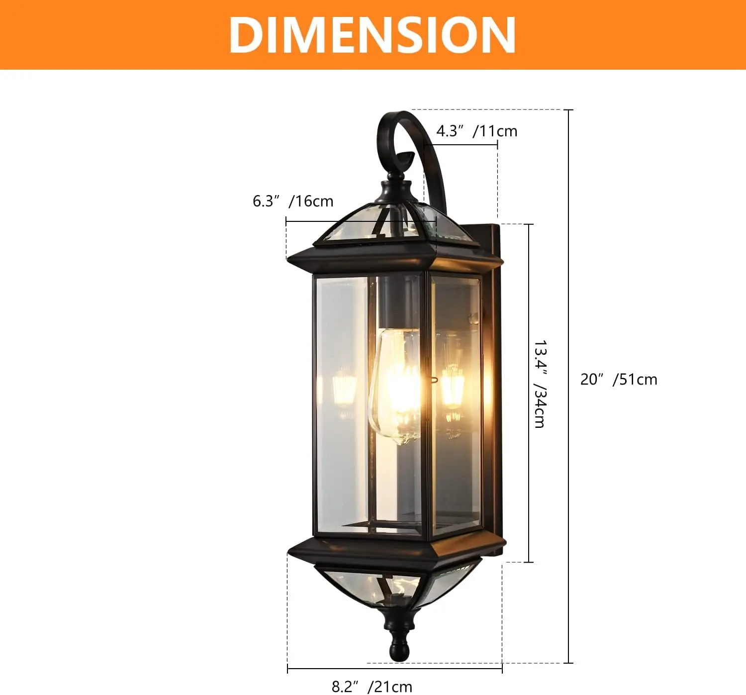 Exterior Light Fixture Oil Rubbed Bronze Anti-Rust Wall Lantern Fixture Waterproof Wall Mount