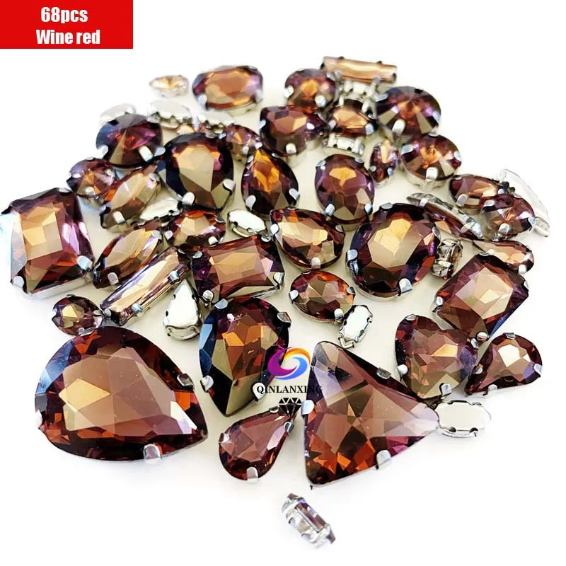 68Pcs Mix Crystal Silver Claw Setting Rhinestones