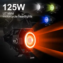 Waterproof Motorcycle LED Headlight 12500LMW U7 Motorbike LED Driving Fog Spot Light with Switch