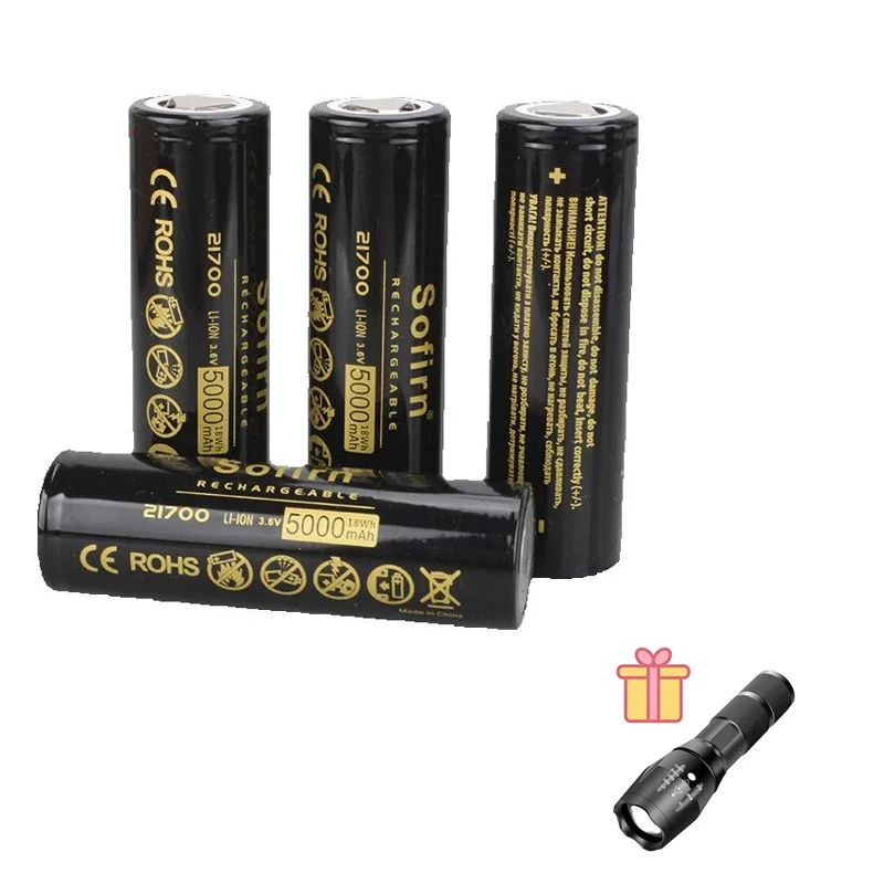 Imagem -02 - Bateria de Lítio Sofirn Capacidade Reall Cabeça Chata 3.7v 48a Descarga 10c hd Cell 21700 5000mah