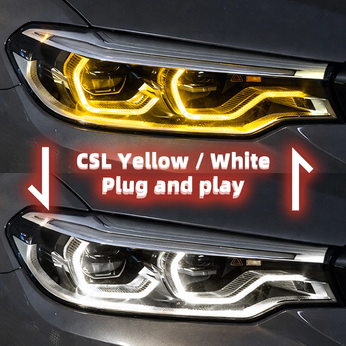 For BMW 5 Series M5 6GT G30 G31 G32 F90 2017-2020 Dual Color DRL CSL Yellow White High Beam Switch Plug and Play Daytime Running