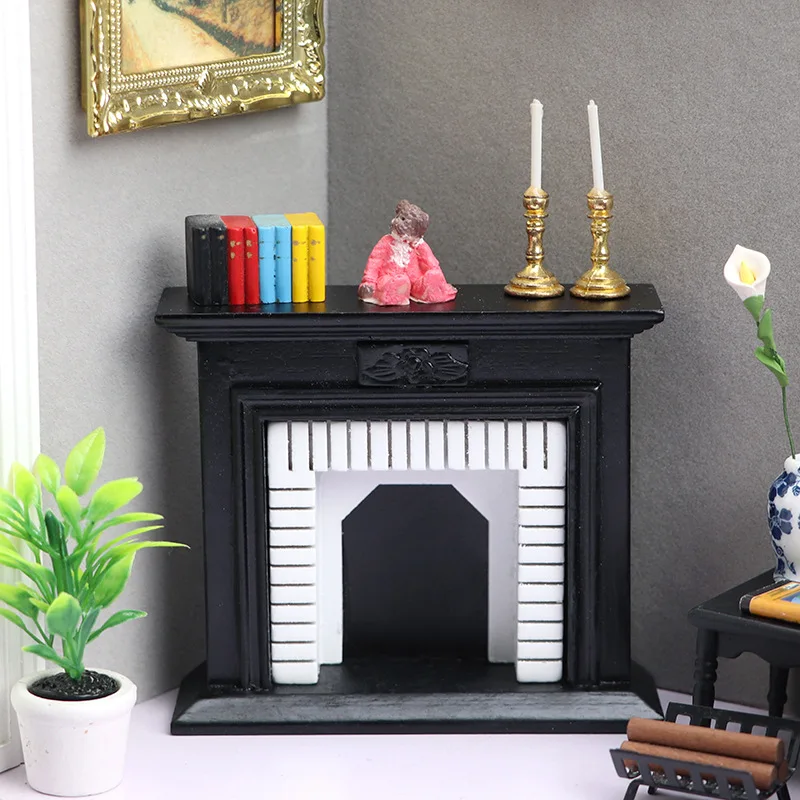 

1:12 DOLLHOUSE MINIATURE Fireplace Mini Furniture Mantel Pile Doll House Living Room Decorations Accessories Photography Props