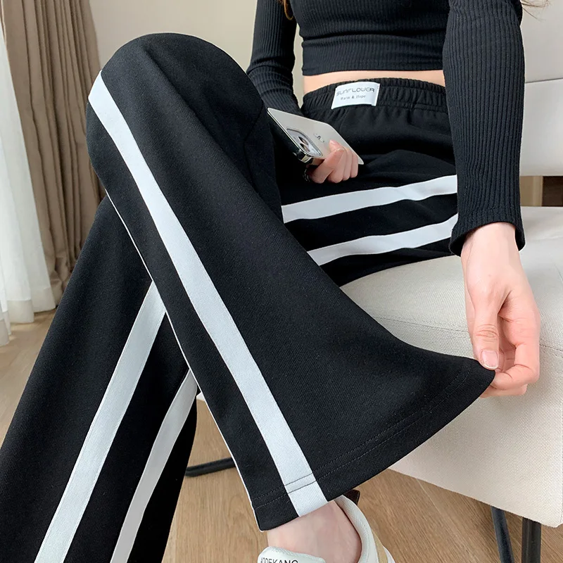 

Women's Pants Y2K Traf Wide Patchwork High Waist Pants Vintage Oversize Korean Fashion Streetwear Harajuku Trousers PELEDRESSS