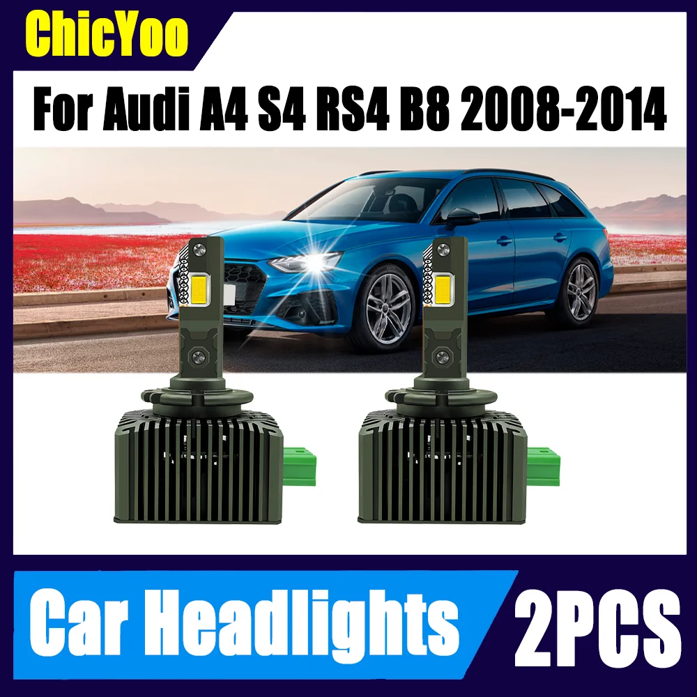 

2PCS High Power 30000LM LED Headlamps 3570 CSP Chips Auto HID Xenon Lights 120W 6000K White 12V For Audi A4 S4 RS4 B8 2008-2014