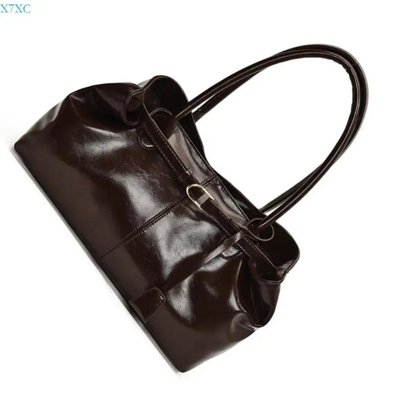 X7XC Women Bag PU Leather Underarm Bag Trendy Handbag Retro Armpit Bag Shopping Dating Bag Large Capacity Shoulder Bag