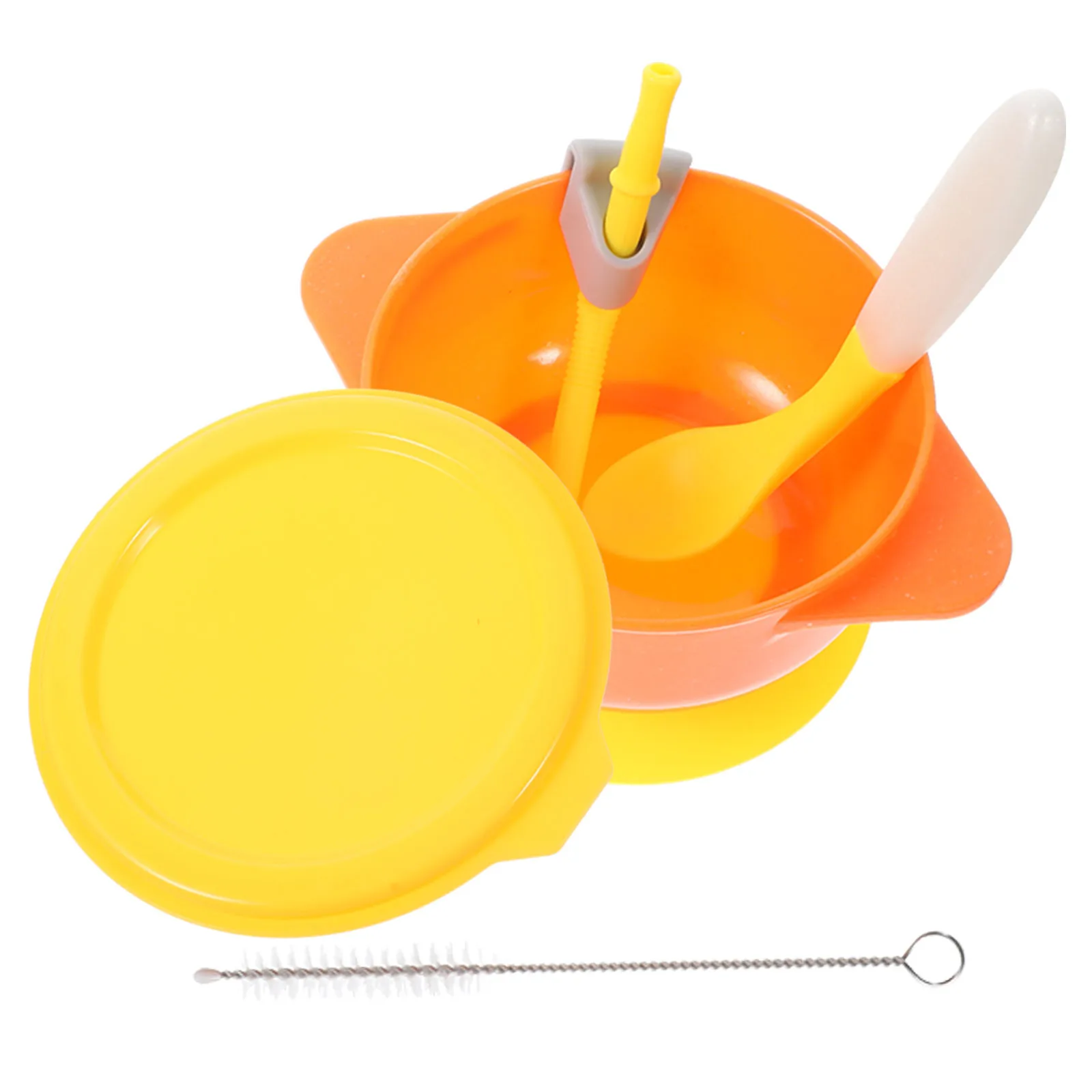 1 مجموعة 1 مجموعة الطفل شفط مع غطاء مكافحة تحرق وعاء طعام للطفل التغذية الذاتية شفط السلطانيات مجموعة وعاء الطفل مع ملعقة القش