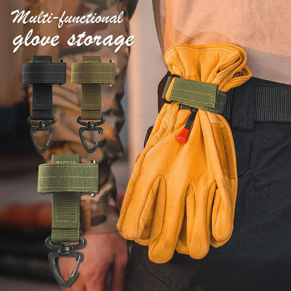 Tactical Hanging Buckle Nylon Webbing Carabiner Belt Gloves Hook Work Gloves Safety Clip Triangle Keychain for Outdoor Camping