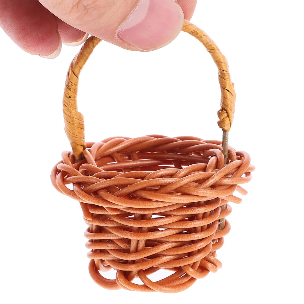 16Pcs Rustic Rattan Baskets with Handles Compact Decorative Storage Baskets for Tabletop Wall Hanging Boho Style Craft Display